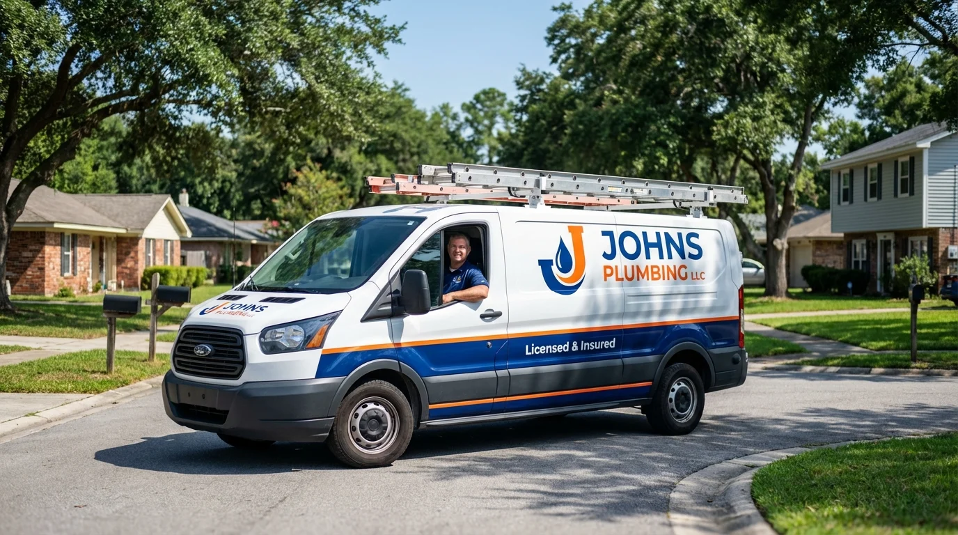 Johns Plumbing LLC service van in Ainsworth, NE
